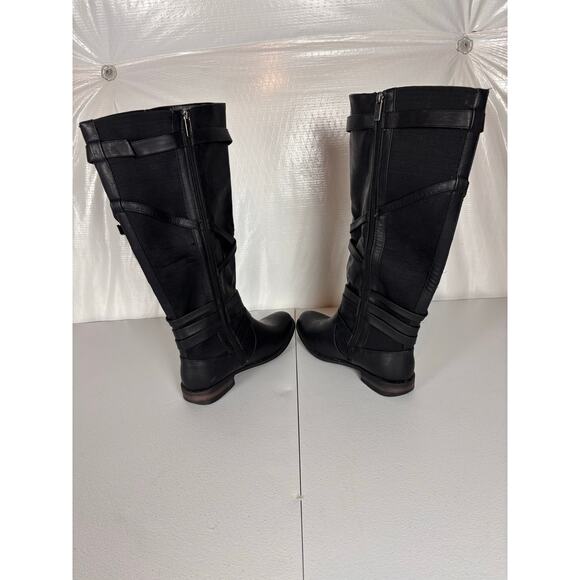 Avenue Pompton Black Tall Riding Boots Women’s 10W Wide Calf Buckle Strap Zip - Picture 5 of 11